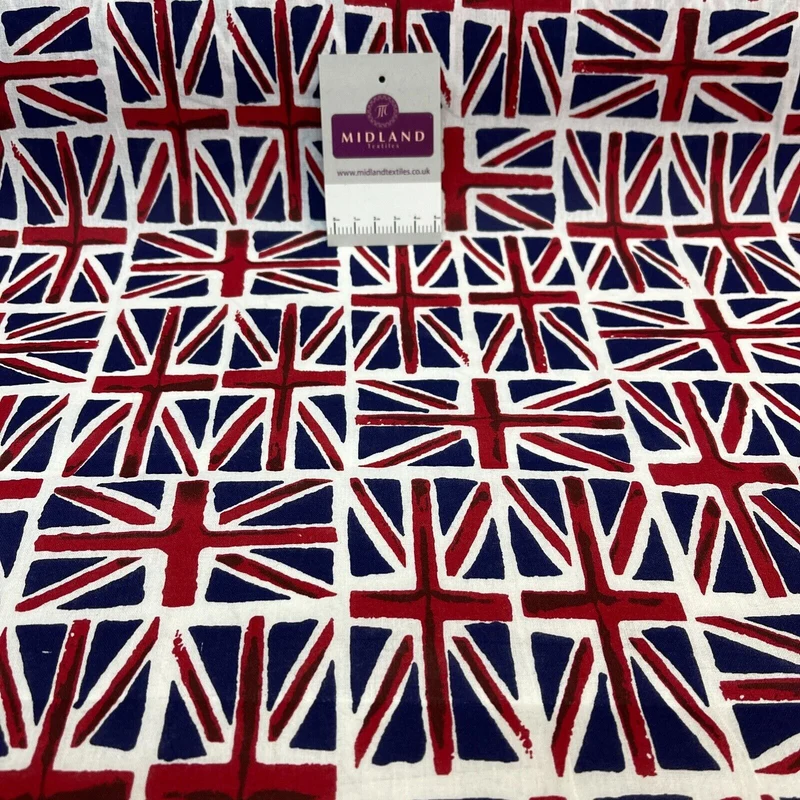 British Flag Coronation Theme 100% cotton printed fabric M1723