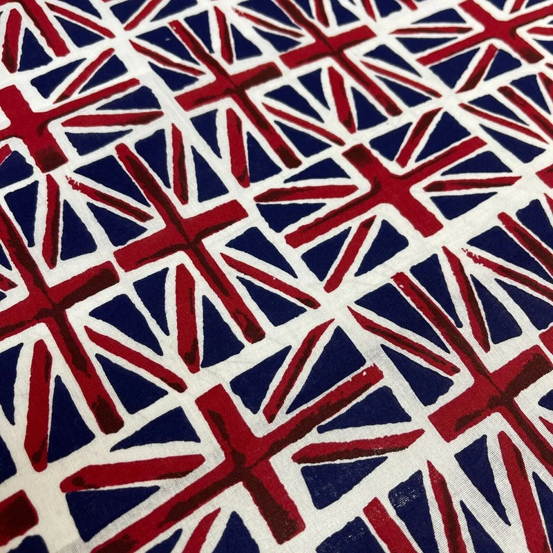 British Flag Coronation Theme 100% cotton printed fabric M1723