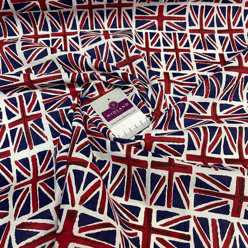 British Flag Coronation Theme 100% cotton printed fabric M1723