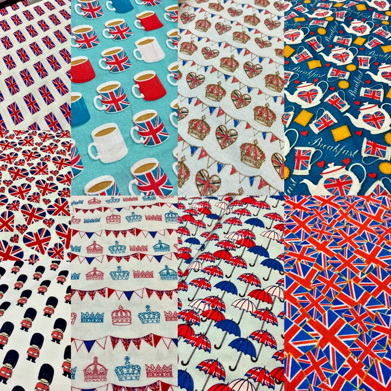 British Coronation Theme 100% cotton printed Quilting fabric M1722