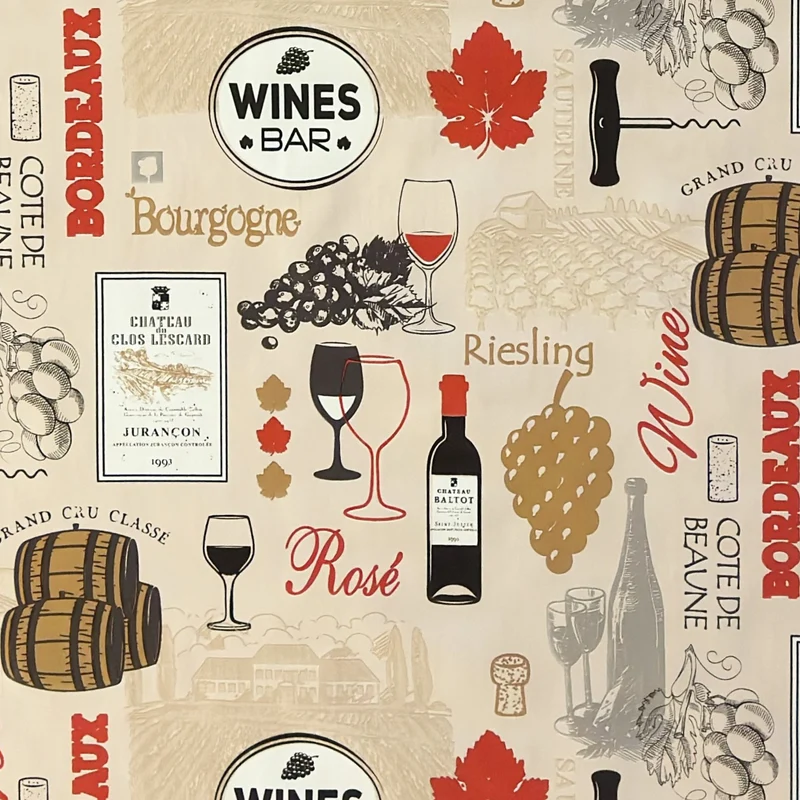 Wachstuch Tischdecke 06376-02 beige Vinothek Wein Korken eckig rund oval