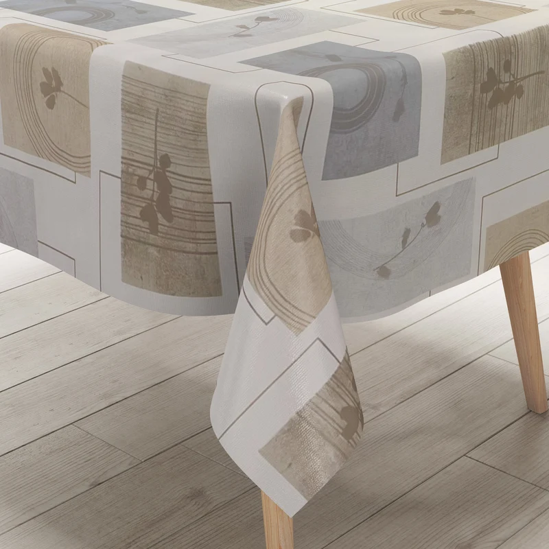Wachstuch Tischdecke geprägt 38044 grafischen Blättermotiven Herbst eckig rund oval