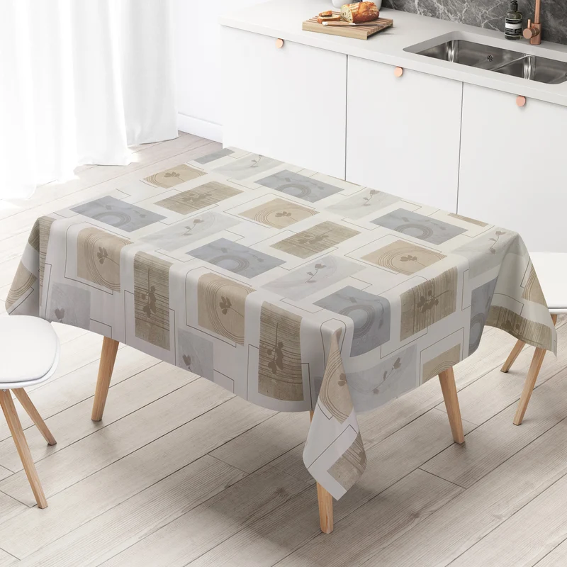 Wachstuch Tischdecke geprägt 38044 grafischen Blättermotiven Herbst eckig rund oval