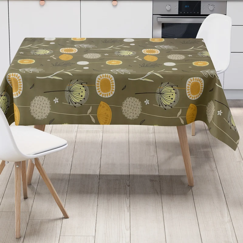 Wachstuch Tischdecke EM11 verde grün Pusteblumen Gräser eckig rund oval