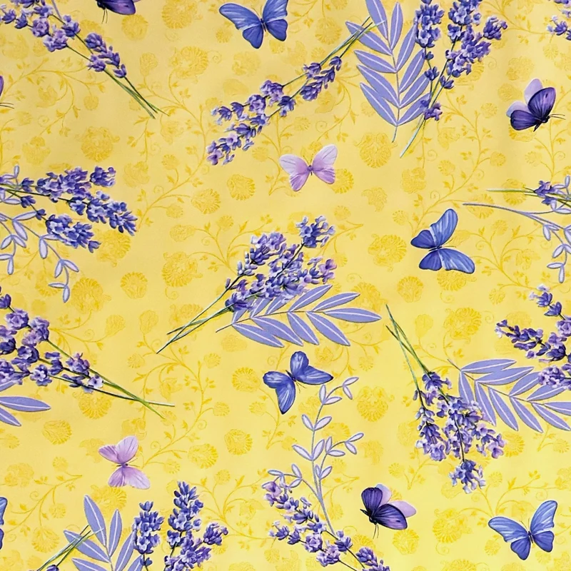 Wachstuch Tischdecke B5078-02 gelb Lavendel lila Schmetterlinge eckig rund oval