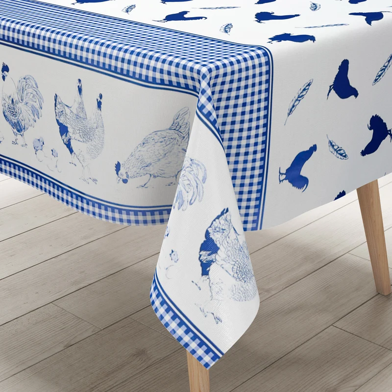 Wachstuch Tischdecke K27C blau Ostern Hühner Küken Landhaus eckig rund oval