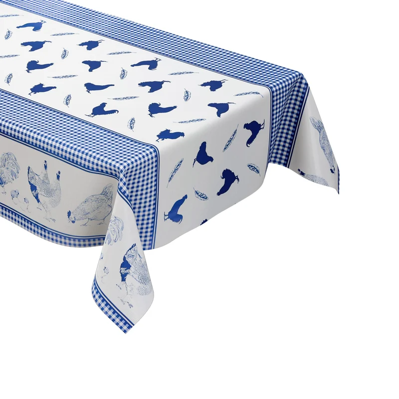Wachstuch Tischdecke K27C blau Ostern Hühner Küken Landhaus eckig rund oval