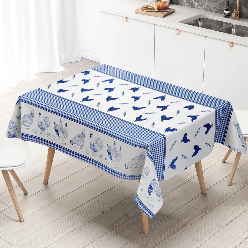 Wachstuch Tischdecke K27C blau Ostern Hühner Küken Landhaus eckig rund oval