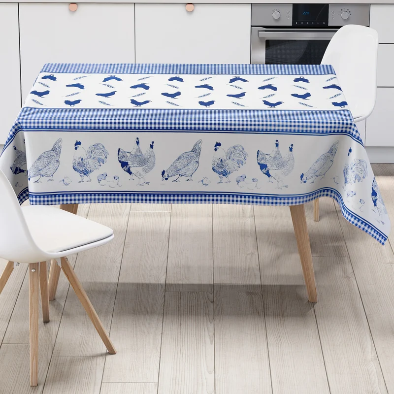 Wachstuch Tischdecke K27C blau Ostern Hühner Küken Landhaus eckig rund oval