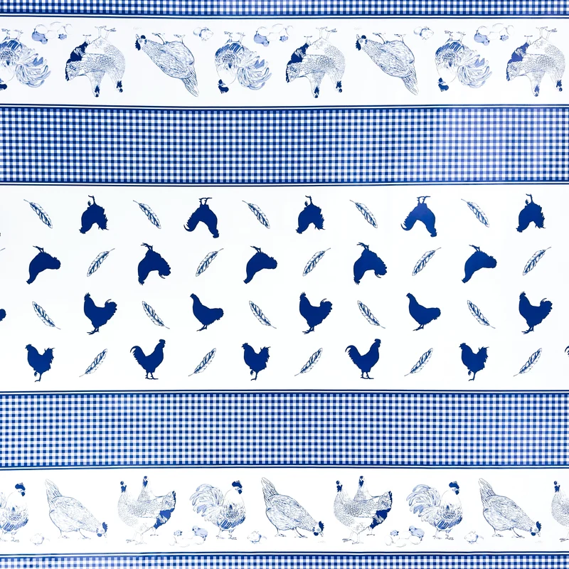 Wachstuch Tischdecke K27C blau Ostern Hühner Küken Landhaus eckig rund oval
