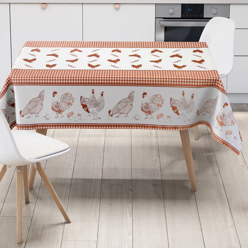 Wachstuch Tischdecke K27A rot Ostern Hühner Küken Landhaus eckig rund oval