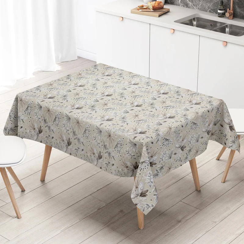 Wachstuch Tischdecke 06343-02 beige Kräuter Blüten Gräser eckig rund oval