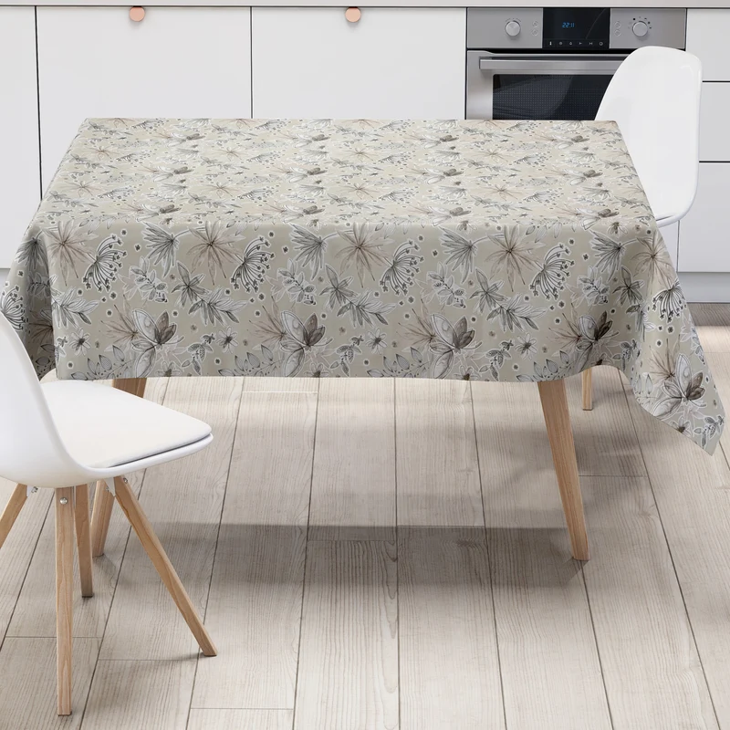 Wachstuch Tischdecke 06343-02 beige Kräuter Blüten Gräser eckig rund oval