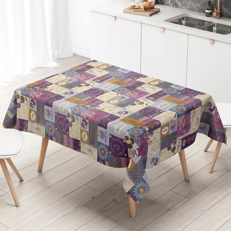 Wachstuch Tischdecke 06363-01 lila beige Provence Lavendel Blüten eckig rund oval