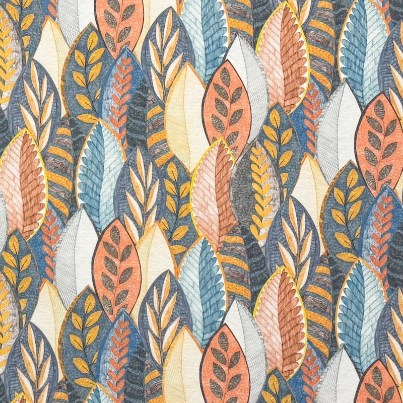 Jacquard Tischdecke aus beschichteter Baumwolle mit Fleckenschutz MINTA MULTI bunte Blätter Laub Herbst eckig rund oval