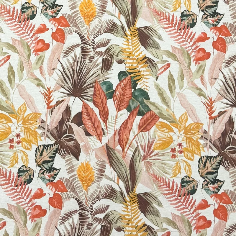 Jacquard Tischdecke aus beschichteter Baumwolle mit Fleckenschutz BORA BORA5 Dschungel Blätter eckig rund oval