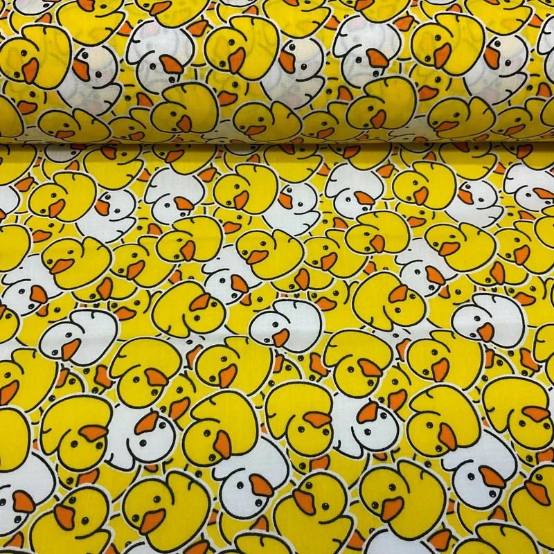Yellow Ducks Novelty Children's Poly cotton printed lightweight fabric M1625