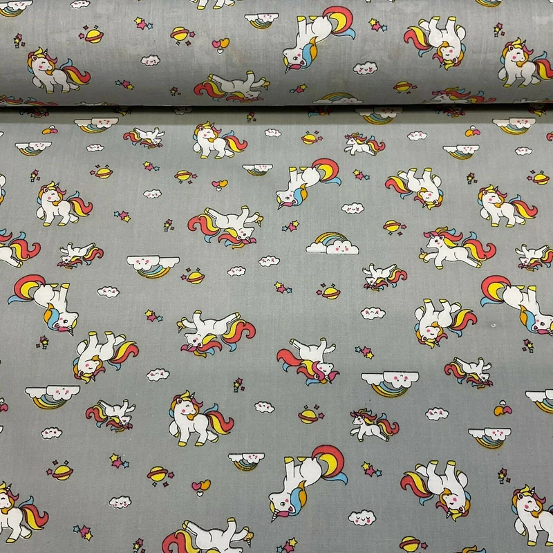 Unicorn Mystical Magical Novelty Poly cotton printed lightweight fabric M1634
