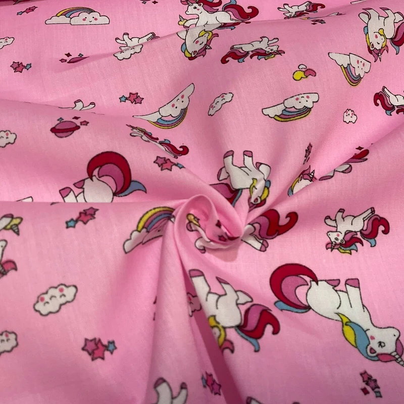 Unicorn Mystical Magical Novelty Poly cotton printed lightweight fabric M1634