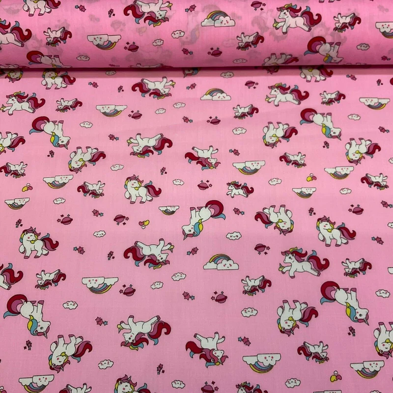 Unicorn Mystical Magical Novelty Poly cotton printed lightweight fabric M1634
