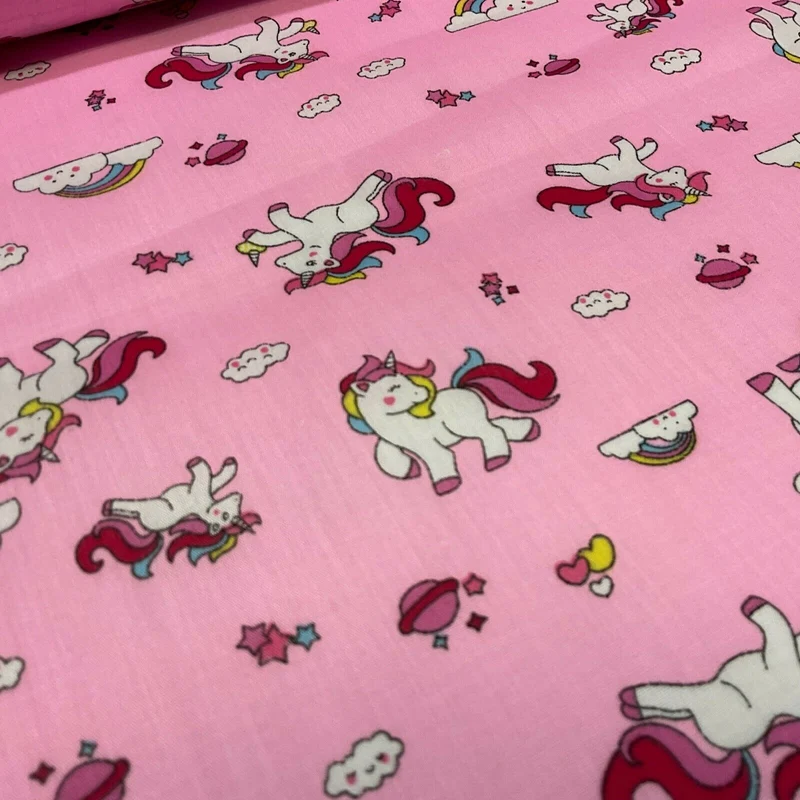 Unicorn Mystical Magical Novelty Poly cotton printed lightweight fabric M1634
