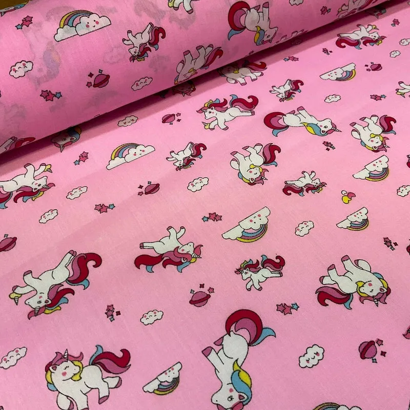 Unicorn Mystical Magical Novelty Poly cotton printed lightweight fabric M1634