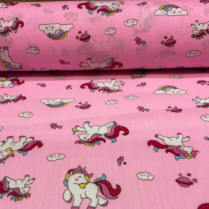 Unicorn Mystical Magical Novelty Poly cotton printed lightweight fabric M1634
