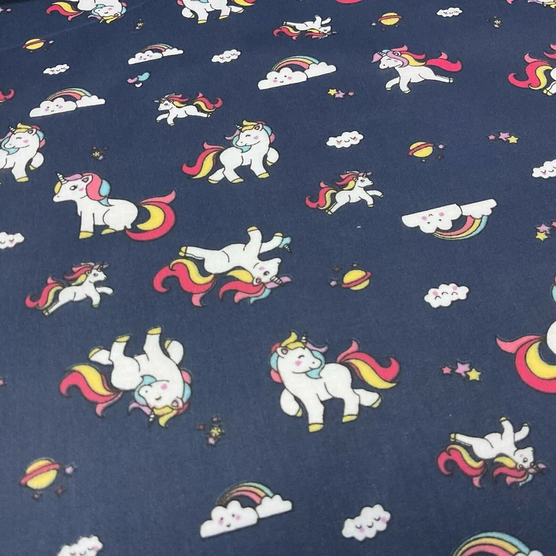 Unicorn Mystical Magical Novelty Poly cotton printed lightweight fabric M1634