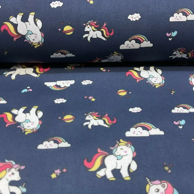 Unicorn Mystical Magical Novelty Poly cotton printed lightweight fabric M1634