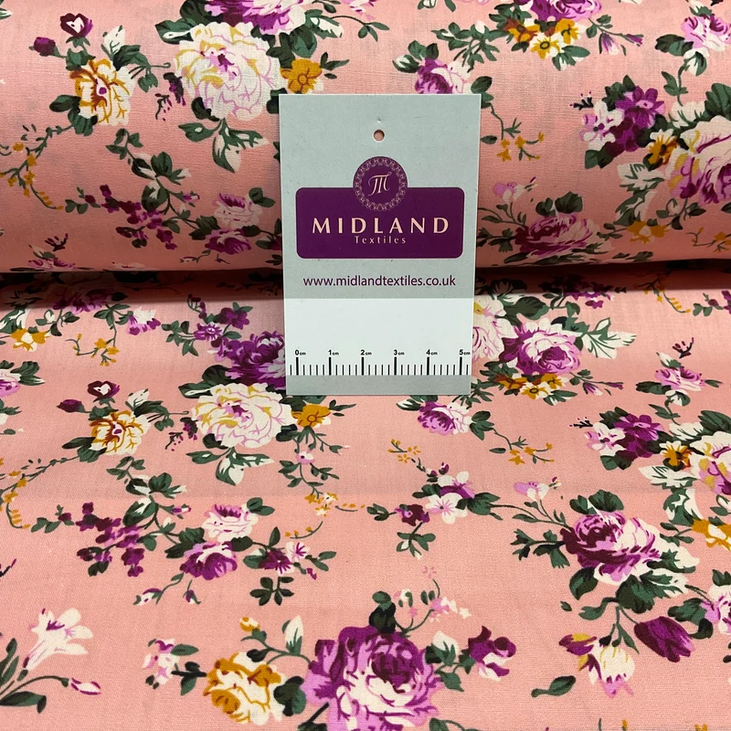 Vintage Floral 100% cotton printed dress craft fabric 150cm wide M1741