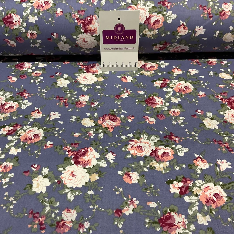 Vintage Floral 100% cotton printed dress craft fabric 150cm wide M1741