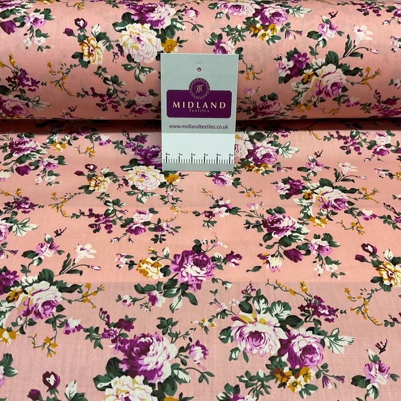 Vintage Floral 100% cotton printed dress craft fabric 150cm wide M1741