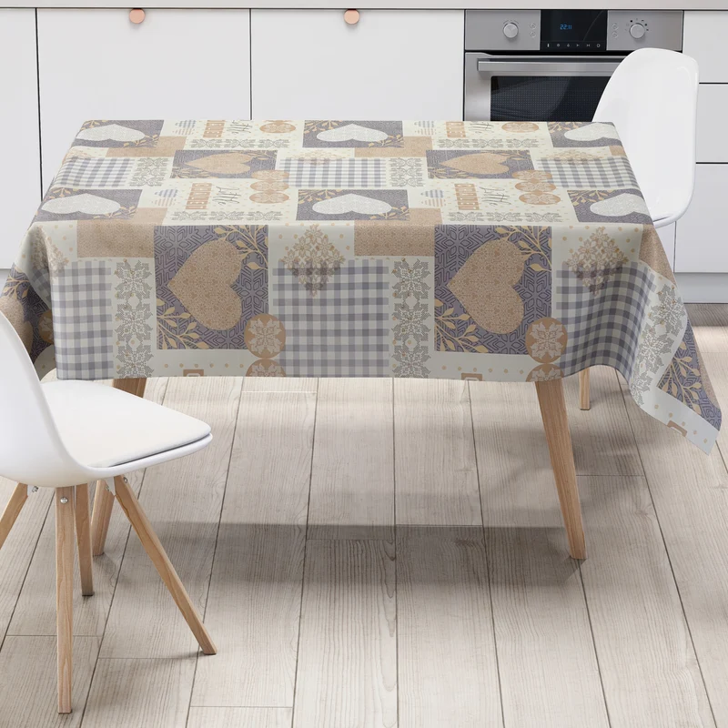 Wachstuch Tischdecke 06356-02 little Chalet Herzen Landhaus eckig rund oval