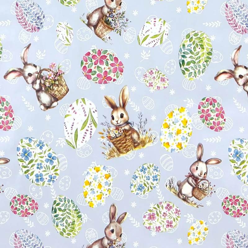 Wachstuch Rolle Meterware Rollenware P1268-3 blau Ostern Ostereier Osterhase