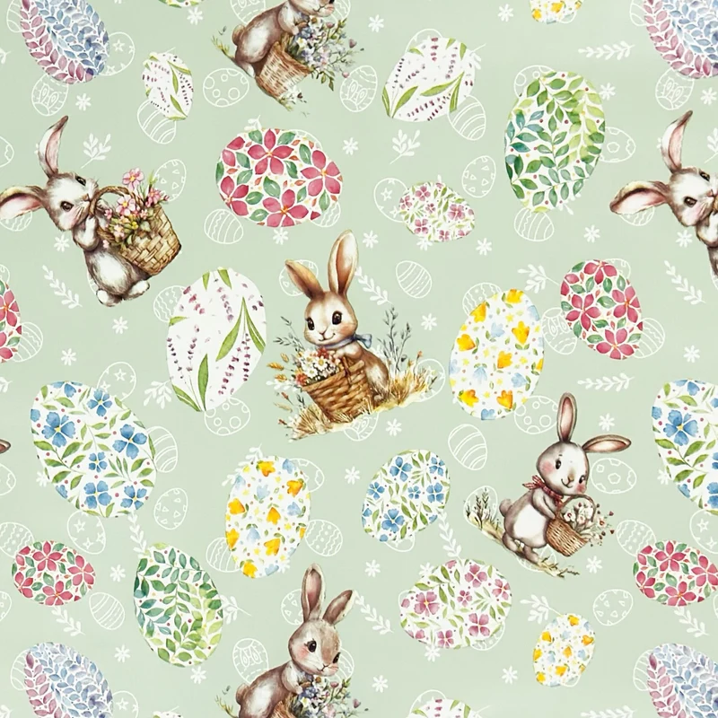 Wachstuch Rolle Meterware Rollenware P1268-2 grün Ostern Ostereier Osterhase