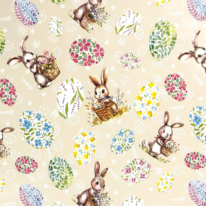 Wachstuch Rolle Meterware Rollenware P1268-1 beige Ostern Ostereier Osterhase