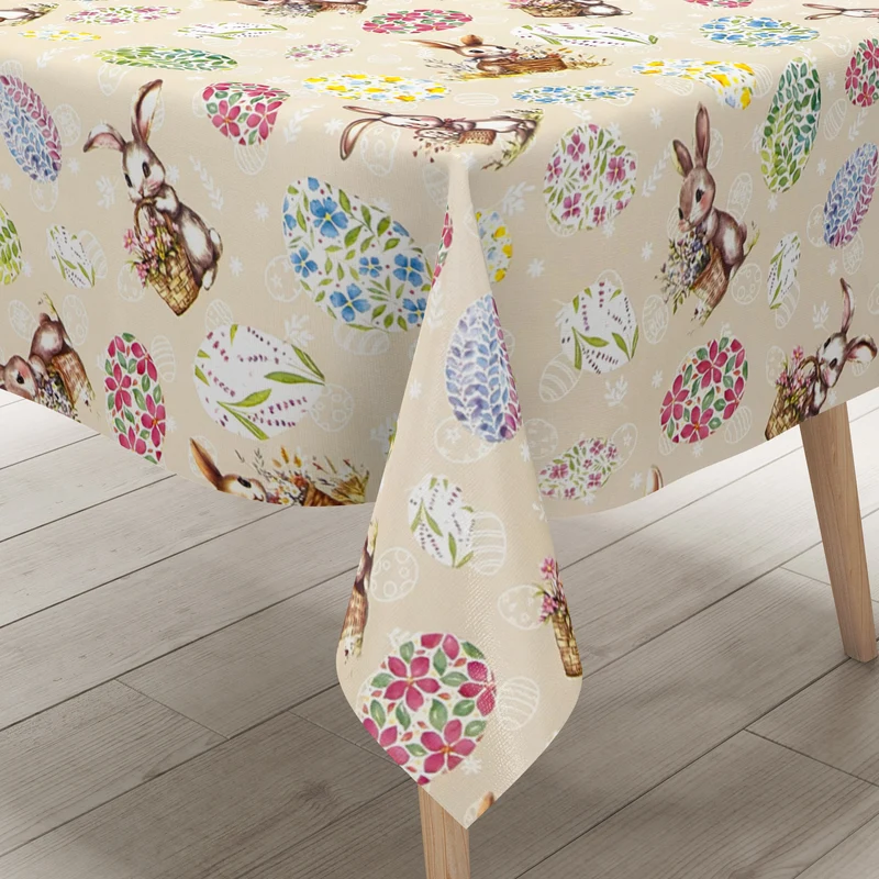 Wachstuch Rolle Meterware Rollenware P1268-1 beige Ostern Ostereier Osterhase