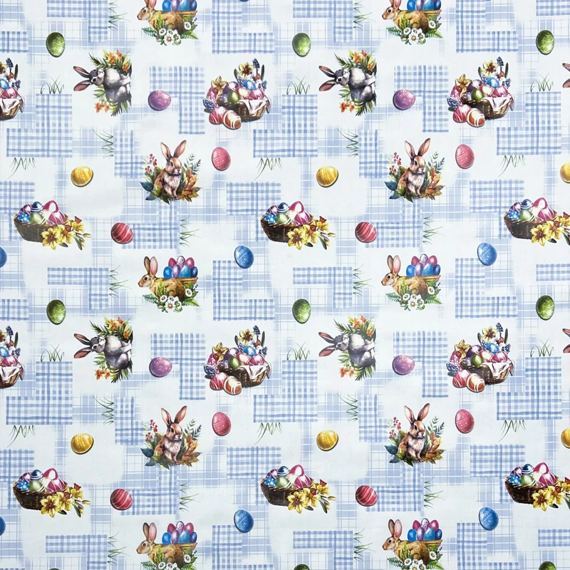 Wachstuch Rolle Meterware Rollenware P1205-4 blau Ostern Ostereier Osterhase