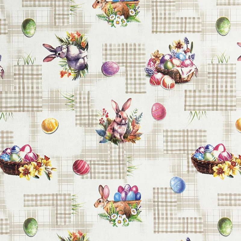 Wachstuch Rolle Meterware Rollenware P1205-1 beige Ostern Ostereier Osterhase
