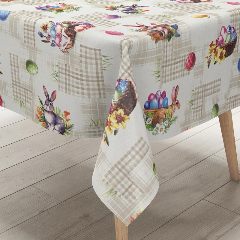 Wachstuch Rolle Meterware Rollenware P1205-1 beige Ostern Ostereier Osterhase