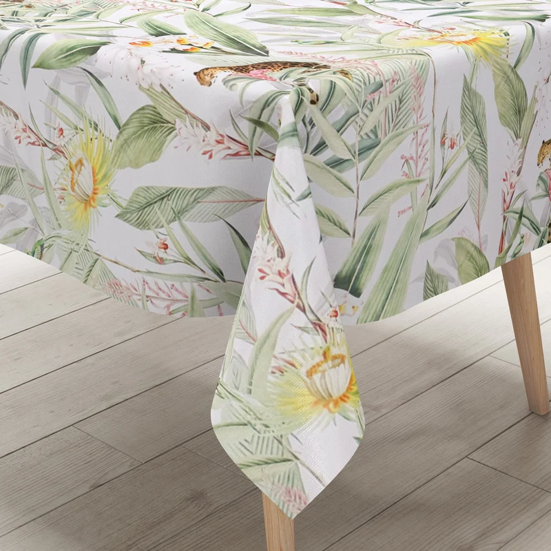 Wachstuch Tischdecke K150224 Dschungel Gepard Blumen eckig rund oval