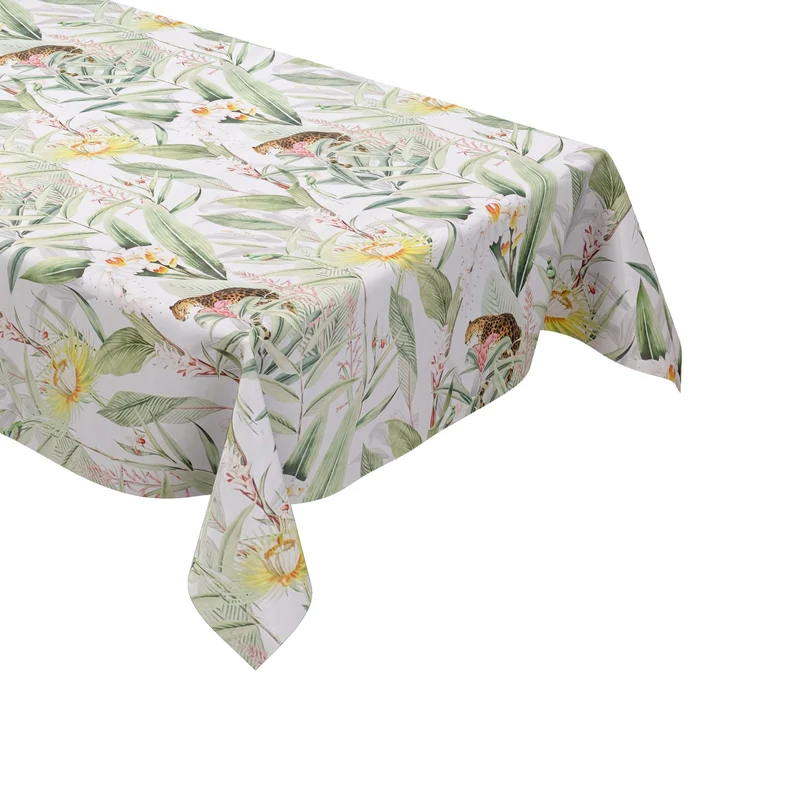 Wachstuch Tischdecke K150224 Dschungel Gepard Blumen eckig rund oval
