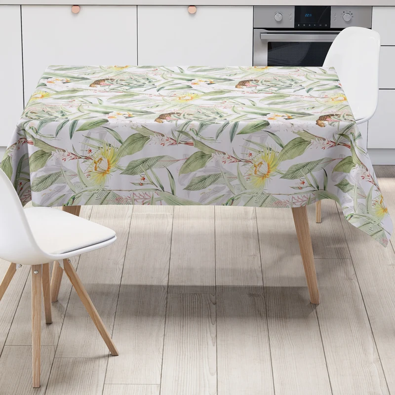Wachstuch Tischdecke K150224 Dschungel Gepard Blumen eckig rund oval