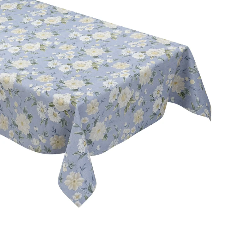 Wachstuch Tischdecke 01670-02 hellblau Blumen floral eckig rund oval