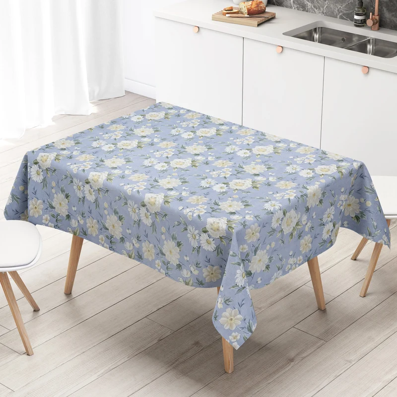 Wachstuch Tischdecke 01670-02 hellblau Blumen floral eckig rund oval