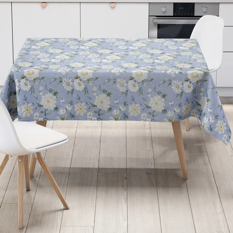 Wachstuch Tischdecke 01670-02 hellblau Blumen floral eckig rund oval