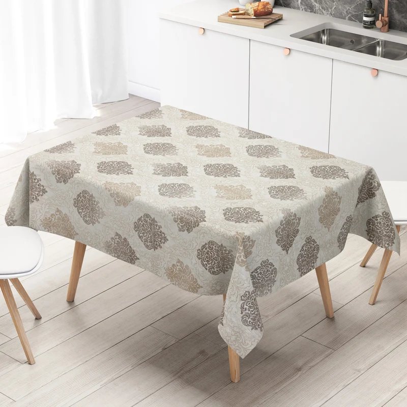 Wachstuch Tischdecke 06203-01 beige Ornamente Elegant Barock eckig rund oval