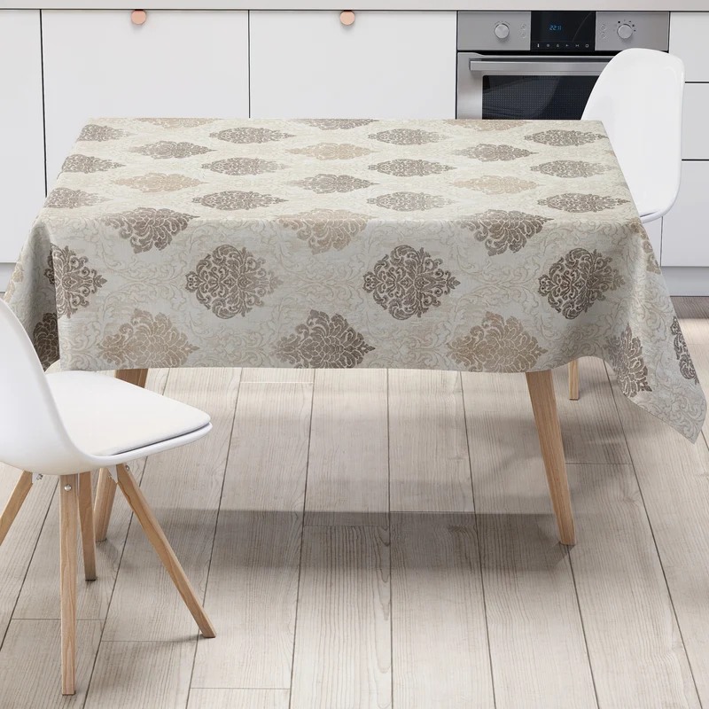 Wachstuch Tischdecke 06203-01 beige Ornamente Elegant Barock eckig rund oval