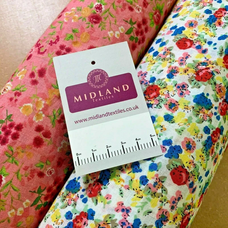 Vintage Floral Printed 100% Cotton Lawn Dress Fabric 58" Wide MH953 Mtex