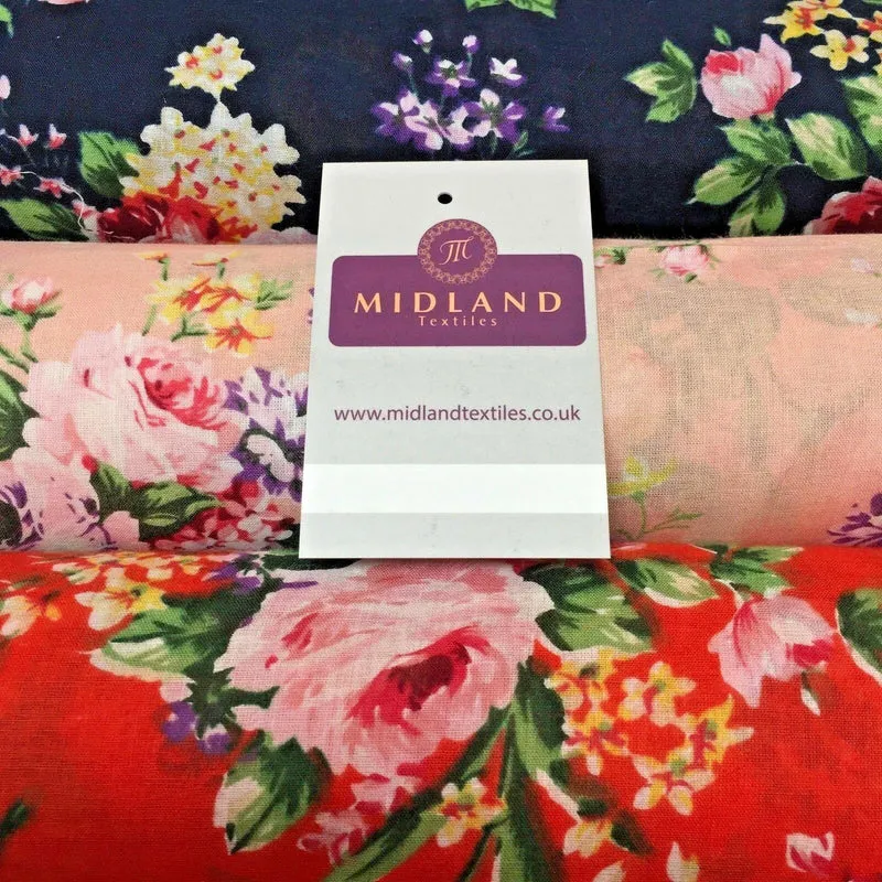Vintage Floral Printed 100% Cotton Lawn Dress Fabric 58" Wide MH953 Mtex